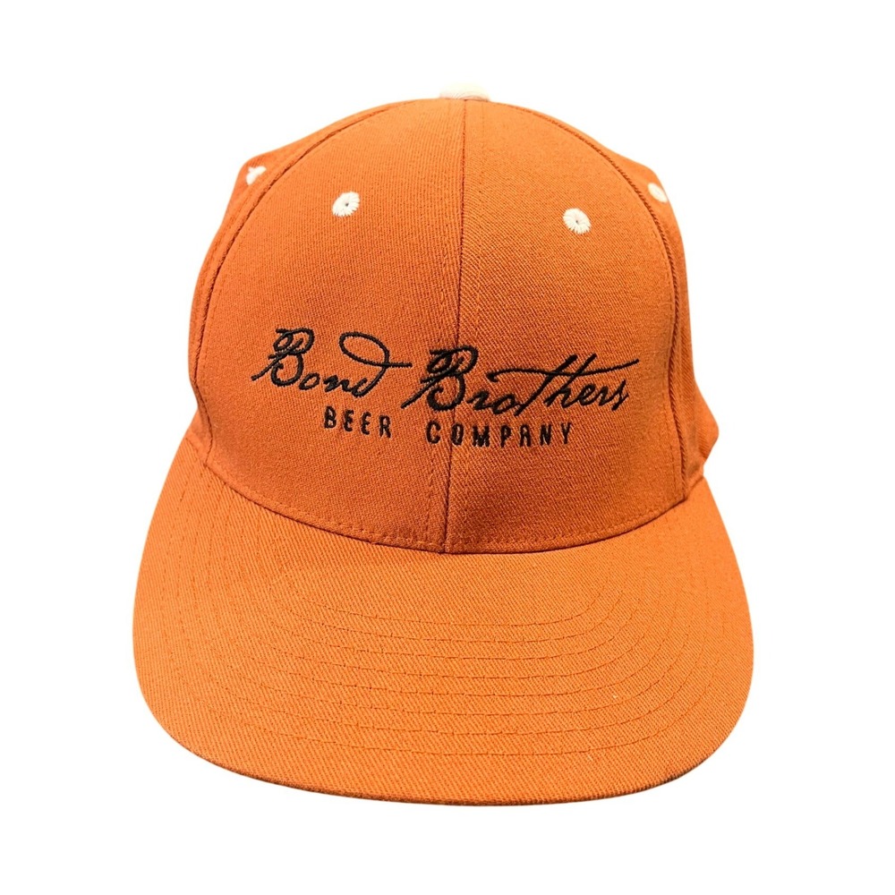 Flexfit Bond Brothers Beer Company Hat Mens L-XL Orange Embroidered Baseball Cap
